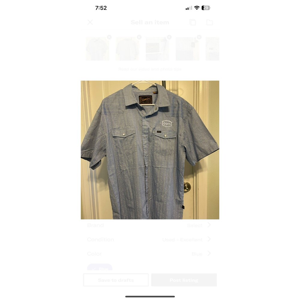 Howler Bros Blue Pearl Snap Shirt - Size Extra Large - Short Sleeve